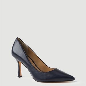 Ann Taylor Mila Leather Pumps - Navy